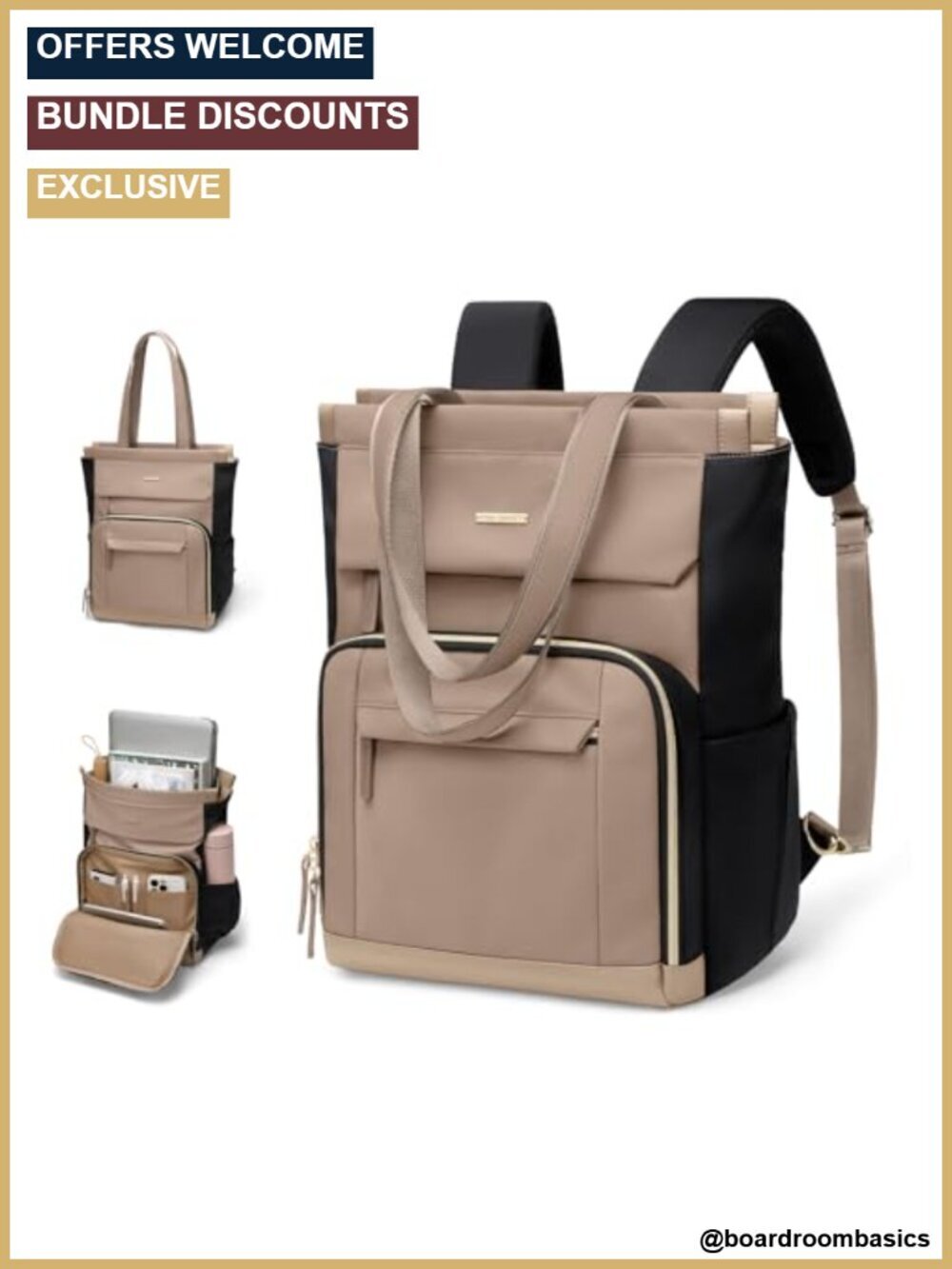 Convertible Daypack Laptop Backpack Tote Bag Bookbag for Work Travel College